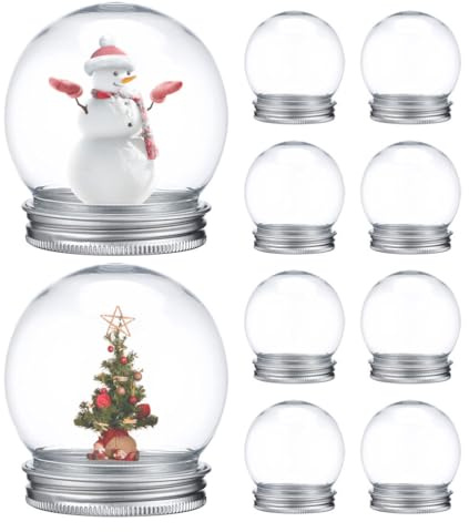 IMIKEYA 10 Stück Leere Schneekugel zum Befüllen: durchsichtig Kunststoff Schneekugel Befüllbare Schüttelkugel Weihnachten Kunststoffkugeln mit Deckel Weihnachten Bastelset