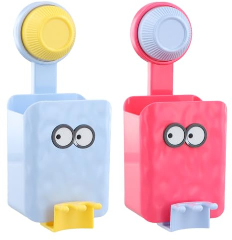2 Stück Zahnbürstenhalter mit Saugnapf ohne Bohren, wasserfester Zahnpastahalter und Zahnputzbecherhalter für Dusche und Badezimmer, Wandmontage