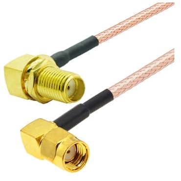 2pcs / lot angolo retto Sma. Maschio a. Sma. Jack femminile di 90 gradi Rf. Coassiale RG316. Cavo trecc WIFI Jumper del cavo di estensione dell'antenna(Svart,10CM)