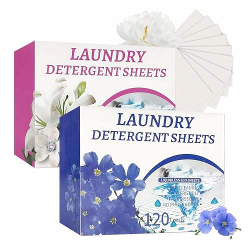 240 Comprimés Feuilles De Lessive Lessive Tablette - Parfum De Lin Et De Pivoine, Lavable Jusqu'à 240 Fois, Doux, Sans Plastique, BiodéGradable, Pour Tous Types De VêTements
