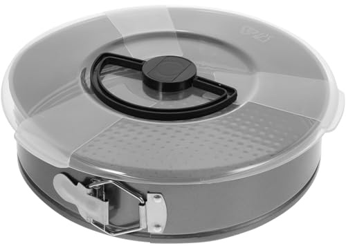 Homoyoyo Runde Springform Backform mit Abnehmbarem Boden und Antihaftbeschichtung Carbonstahl Kuchenform mit Sicherem Verschluss und Praktischem Frischhalte-deckel für
