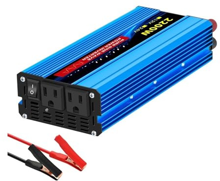 Inverter Convertitore Inverter Potenza Sinusoidale Pura Da 12V/24V A 110V CA Convertitore Da 16000W A 4000W Potenza 60 Hz Solare Con LED E Presa USA Accessori Per Auto(12V 110V 2200W 60HZ)