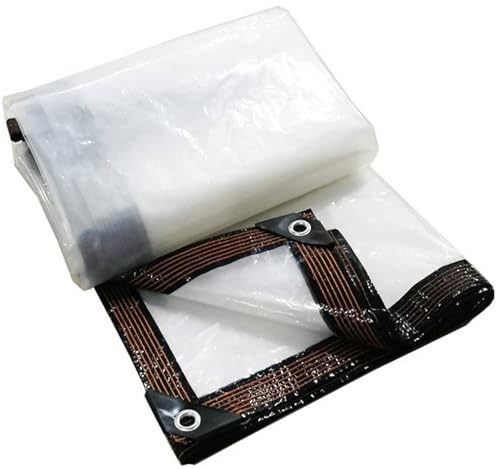 Telone Retinato Trasparente 2 x 2 m 450 Gr Mq con Occhielli, Pe, Impermeabile, Protezione Solare Telo Copritutto in Plastica per Barca, Auto, Piscina, A