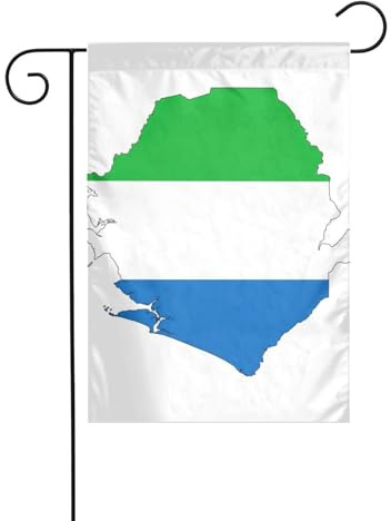 Bandera de Sierra Leona con impresión de mapa, decoración navideña para exteriores, resistente a la decoloración, invierno, césped, porche, patio, decoración al aire libre