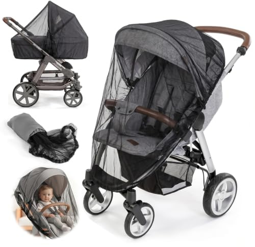 2 Stück Universelles Kinderwagen Moskitonetz, Insektenschutz Kinderwagen Reißfestes Buggy Atmungsaktives Fliegennetz für Babybett Reisebett Zuverlässiger Mückenschutz Schwarz