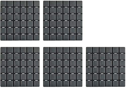 MSV - Set mit 5 rutschfesten Dusch- oder Badematten - Quadro-Gummi - 13 x 13 cm - Grau - Strukturierte Oberfläche für erhöhte Sicherheit - Ideal für Kinder und Senioren