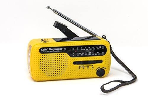 Kaito Voyager V2 Portable Solar/Hand Crank AM/FM, Shortwave and NOAA Weather Emergency Radio with USB Phone Charger and LED Flashlight Yellow