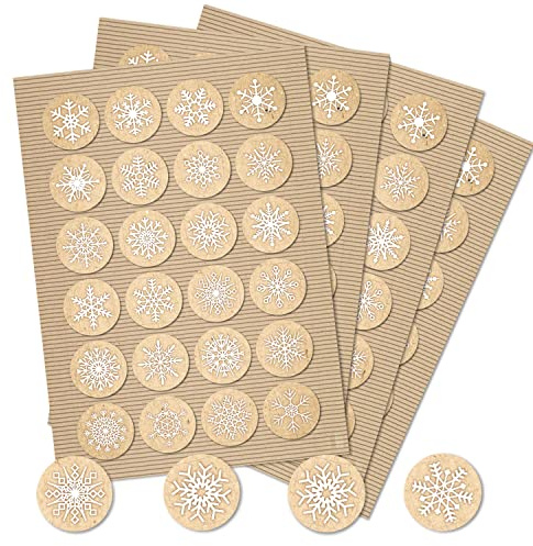 Logbuch-Verlag 96 weihnachtliche neutrale Sticker Geschenk Etiketten weiß naturfarben beige 4 cm