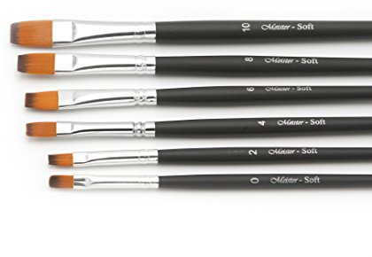 Soft Flachpinsel 6er-Set in den Größen 0 – 10, feine Nylonpinsel für Aquarell und Acylfarben Schwarz | Profi Künstler Pinsel-Set aus Nylonhaar, mit geraden Spitzen, für Aquarell und Acrylfarben