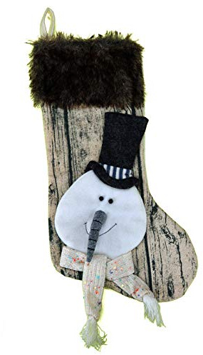 heimtexland Nikolausstiefel XXL mit Plüschkopf zum Hängen Nikolausstrumpf Geschenkbeutel Nikolaus Weihnachten Dekostiefel Nikolausstrumpf Schneemann 50 cm Typ592