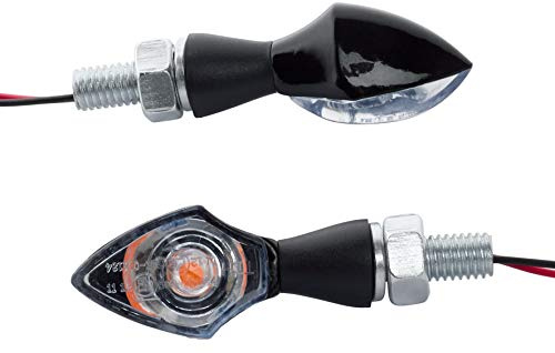 Hashiru Motorrad Blinker E geprüft LED Blinkerpaar ST13 M8 schwarz, klares Glas