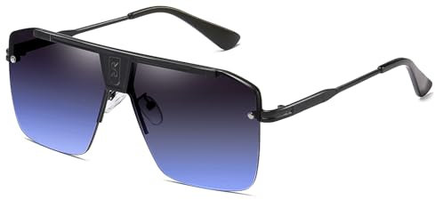 SHEEN KELLY Retro Übergroße Sonnenbrille für Männer Frauen Square Rimless Sonnenbrille Flat Top Sonnenbrille Vintage