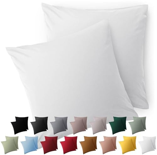 Blumtal Kissenbezug 80 x 80, 2 Stück - Oeko-TEX zert. Kissenbezüge 100% Mikrofaser in extra weich & waschmaschinenfest - Bezug Kissen 80x80 Weiß
