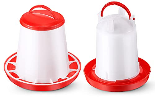 Patelai Chick Feeder and Waterer Kit 1.5L Plastic Hanging Poultry Waterer Automatic Chicken Food Feeder Set for Chicken, Quail, Hen, Duck for Farm and Coo(1.5 L, 1.5 KG)