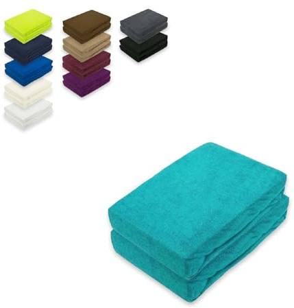 EXKLUSIV HEIMTEXTIL Frottee Spannbettlaken Doppelpack 140-160 x 200 cm Türkis