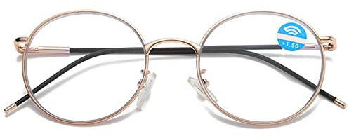 Lanomi Lesebrille Blaulichtfilter Damen Herren Rund Metall Dünner Rahmen Oval Computer Sehhilfe Lesebrille UV400 Schutz Nerd ArbeitBrille