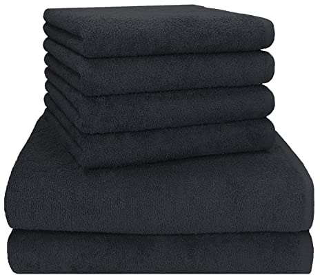 Betz Berlin 6er Set 2X Maxi Duschtuch 100 x 150 cm 4X Handtuch 50 x 100 cm 100% Baumwolle Farbe Graphit grau - Berlin