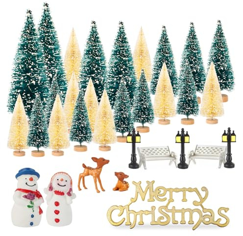 SUMKIA LIFE Mini-Sockel aus Kiefernholz, für Weihnachten, Urlaub, Party, Zuhause, Tischdekoration (Blau-Weib 32 Stück)
