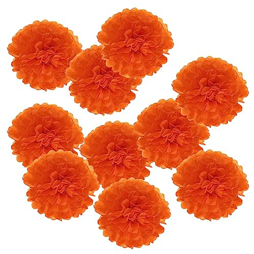 PATIKIL 6 Fazzoletto Pom Poms Fiori, 10pz Carta Fiore Palla per Matrimonio Sposa Doccia Compleanno Addio Nubilato Festa Sfondo Decorazione, Arancione Rosso