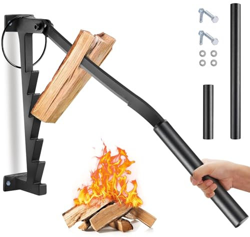 Ricyea Fendeur de bûches manuel - Support mural - Fendeur de bois de chauffage bois tendre - Montage mural - Couteau à copeaux longue poignée - camping, pique-nique, abri de jardin (type A)