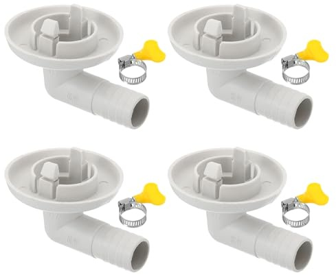 PATIKIL 27mm Klimaanlagen-Abflussschlauchverbinder, 4 Stück universeller Abflussverbinder mit Klemmring für Mini-Split-Fenster-Klimaanlagen, weiß, Stil 9