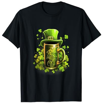 Chope à bière St Patrick Chapeau Leprechaun Fête irlandaise T-Shirt