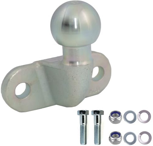 AHAKA Anschraubplatte Flansch Kugelkopf 3,5 t Anhängerkupplung Anhängebock Anhänger - Silber + Schraubenset 2xM16