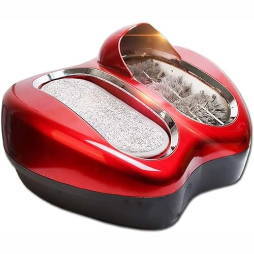 RESKIU 80W Sole Cleaning Machine, Automatic Induction Shoe Polisher, Electric Shoe Polisher for Hotel Entrance Hall Sales Center, Instead of Shoe Covers Machine,Red