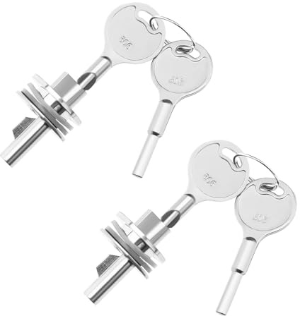 EMSea 2 Sets Glass Door Lock Sliding Showcase Exhibition Cabinet Terrarium Lock with 4 Keys 25x25MM for Glass Cabinet Doors Doors and Windows Jewelry Cabinets