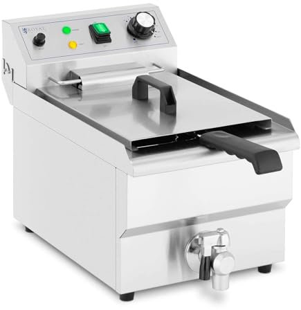 Helloshop26 Friteuse électrique 9 litres 3 000 Watts Robinet de vidange Zone Froide Professionnelle Acier Inoxydable 14_0003988