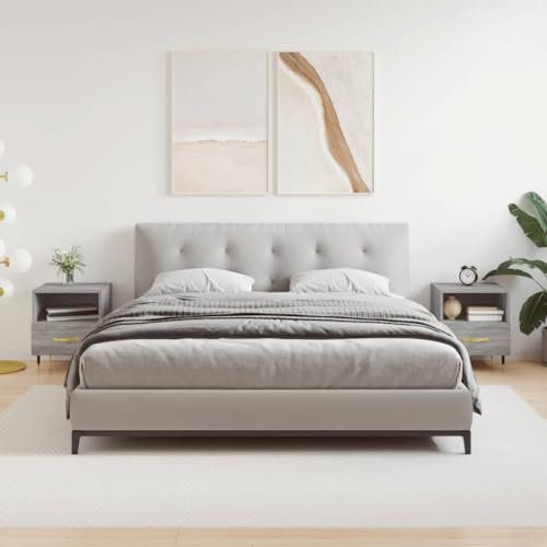 LAPOOH Nachttische 2 STK. Grau Sonoma 40x35x47,5 cm Holzwerkstoff, Nachtschrank, Nachtkonsole, Bedside Tables, Beistellschrank, Nachtkästchen, Nachtkommode, Nightstand 827401
