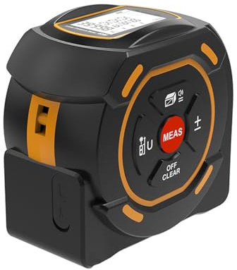 Digital Laser Tape Measure, SW-TM40 Laser Measure Device with LCD Backlit, Laser Point 40M Working Range, M/In/Ft Unit Switch, Retractable 5M Stainless Steel Tape, Rechargeable Battery Built-in