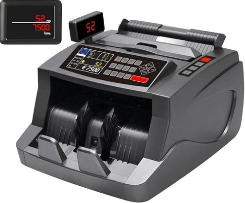 Securina24 Geldzählmaschine für gemischte Banknoten Geldzähler Wertzähler Banknotenzähler Geldscheinzähler SR7500