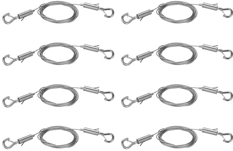 uxcell 8pcs Picture Hanging Wire Kit, 2m x 1.5mm Heavy Duty Picture Frame Hanging Wire Rope with Adjustable Hooks, Load 90 Kg/198 Lbs, for Hanging Artwork, Mirrors, Frames, Paintings