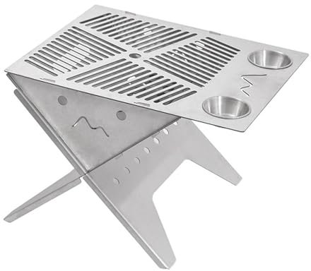 Camping Grill | Tragbarer BBQ Grill | Faltbarer Holzkohlegrill | Rostfreier Grill | Platzsparender Grill Rostschutz Konstruktion Edelstahl für Picknick, Party, Kochen, Camping, Grillen