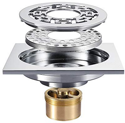 CRBUDY Bodenablauf, Abflussschutz, Bodenablauf aus Edelstahl, quadratisch, für Badezimmer, Dusche, Abfallabtropffläche, 10 cm, doppelte geruchshemmende Bodenablaufgitterabdeckung für die Küche