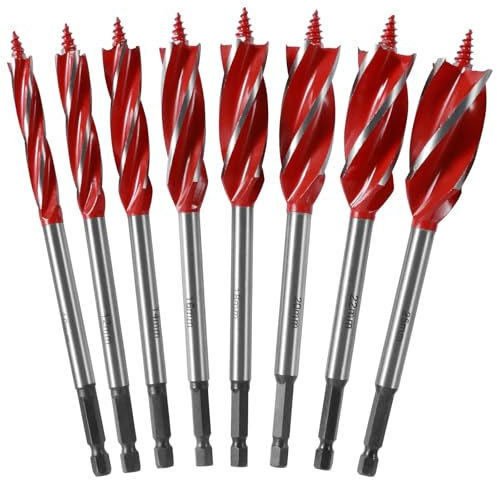 Holzbearbeitungs-Spiralbohrer-Set, vier Schlitze, vier Klingen, Holzbearbeitungs-Stützbohrer, Schneckenbohrer, 10–25 mm Reibbohrer(8PCS Type1)