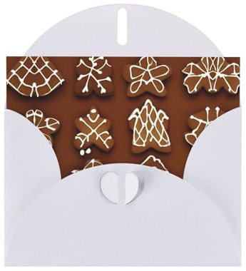 Kycvds Biglietto bianco con biscotti di pan di zenzero, farfalla dorata, con busta, fatti a mano, in scatola, biglietti di compleanno ad acquerello.