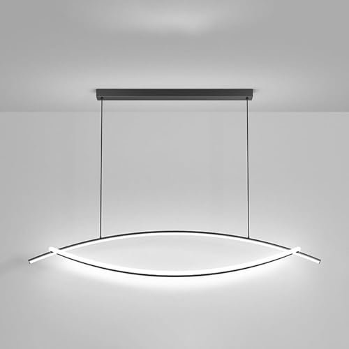 LONGDUOU Simple Creative Modern LED Pendant Light, Dimmable Arch Black Ceiling Light Fixture, Adjustable Height Luxury Led Chandelier for Kitchen Island Dining Room Bedroom Hallway Bar Living Room