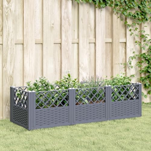 Xichuzi Pflanzkasten mit Erdspießen Grau 123,5x43,5x43,5 cm PP, Pflanzkübel Mit Rankgitter, Blumenkasten Mit Rankgitter, Spalier, Pflanzkasten, Pflanzgefäß - 368019