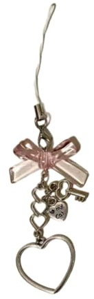 JSGHGDF Modischer Herz-Anhänger, Handyanhänger, einzigartiger Herz-Schlüsselanhänger, lebendiger Perlenanhänger für Handy-Kamera-Zubehör, rose, Style 3
