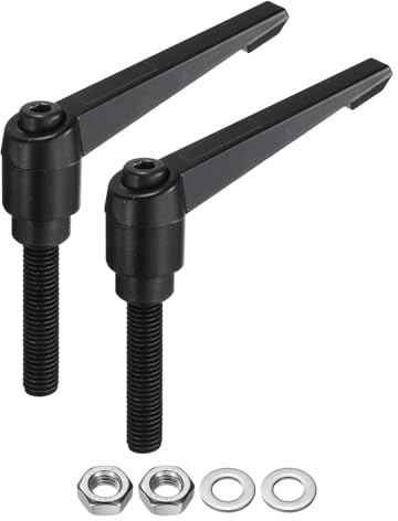 QUARKZMAN 2 Stück Klemmhebel Griff M10 x 50mm mit Muttern Unterlegscheiben, Außengewinde Klemmschraube Knöpfe Kohlenstoffstahl Verstellbarer Klemmhebelgriffe für Werkzeugmaschinen, Schwarz