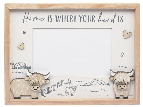 Lesser & Pavey Love & Affection HIGHLAND COW WOODEN FRAME | Rustic Picture Frame for Posters & Photos | Large Wooden Frame for Wall & Tabletop | Stylish Puzzle & Movie Poster Frame for Home & Office