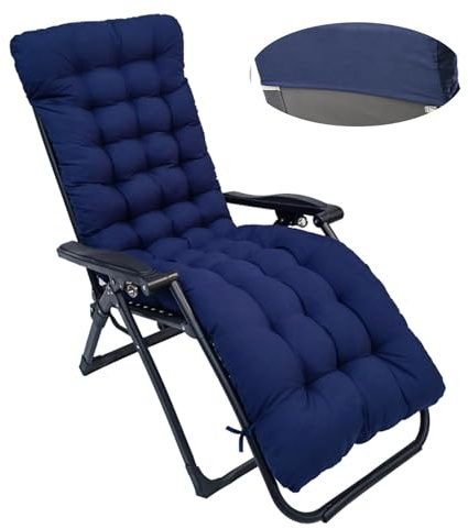 Mhwgo Cuscino per sdraio, cuscino per sdraio da giardino, Cuscino per Lettino Prendisole con Copertura Antiscivolo e Cinghie di Fissaggio, Chaise Longue Reclinabile da Giardino sdraio (02)