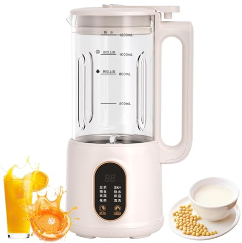 Automatic Soy Milk Maker Machine, 1200ml Nut Milk Maker, Homemade Almond, Oat, Coconut, Soy, or Plant-based Milk Dairy Free Beverages, Almond Milk Maker with 12 Hours Time, Self Clean
