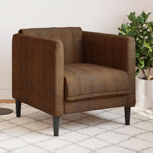 MOBCANT Sessel Braun Kunstleder Wildleder-Optik Wohnlandschaft Couchgarnitur Modulares Sofa Polstergarnitur für Wohnzimmer Hotel Büro Schlafzimmer