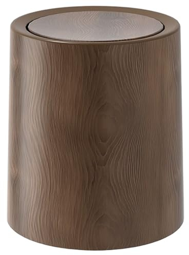 Mülldose mit Deckel, Vintage -Badezimmer -Mülleimer mit Schwung Top Deckel Walnuss Braunes Holz Getreide abnehmbarer innerer Behälter, minimalistischer Mülleimer für Büro, lebendes Schlafzimmer, s