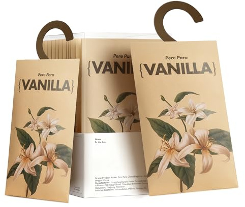 12 Packs Vanilla Potpourri Scented Sachets for Drawers and Closets，Hanging Paper Air Fresheners for Clothes Long Lasting Fragrance
