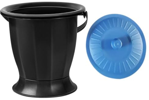 FRCOLOR Orinal Portátil Unisex de Plástico Negro, Resistente y Compacto, con Tapa para Uso en Cama, Adecuado para Embarazadas y Personas Mayores