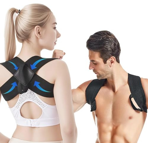 FSFLOYOM Haltungskorrektur Rücken, Rücken Geradehalter, Schultergurt Haltungskorrektur, Rückenstützgürtel, Rückenstütze, Haltungstrainer, Rückenstabilisator für Herren und Damen, Schwarz, S